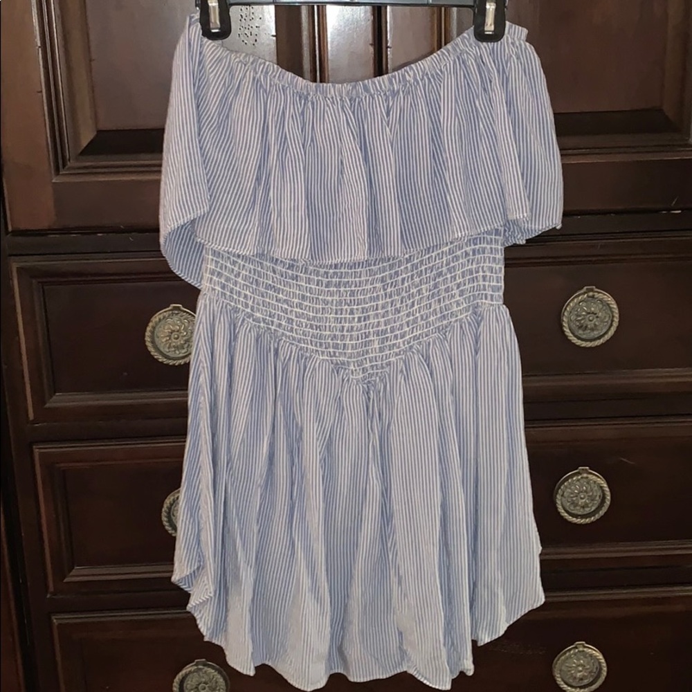 Blue and white striped romper